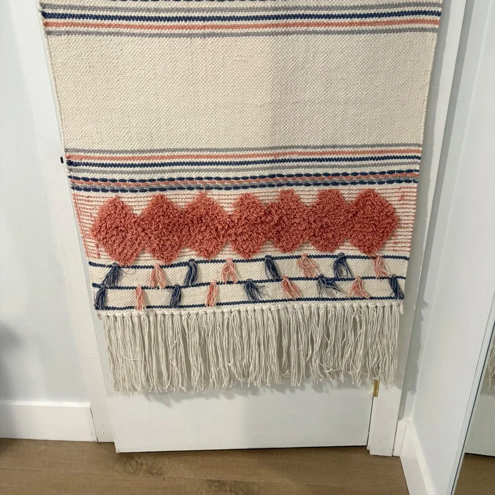 Boho Woven Wall Hanging Tassel Fringe Shaggy Diamond Tufted Textile Art 28x48
